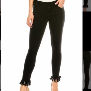 Just Black frayed ankle skinny black jeans